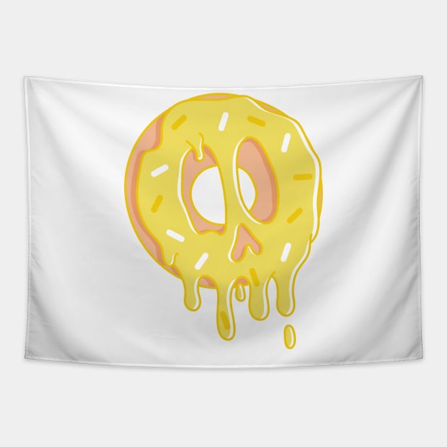 Dripping Donut Skull (Lemon) Tapestry by rarpoint