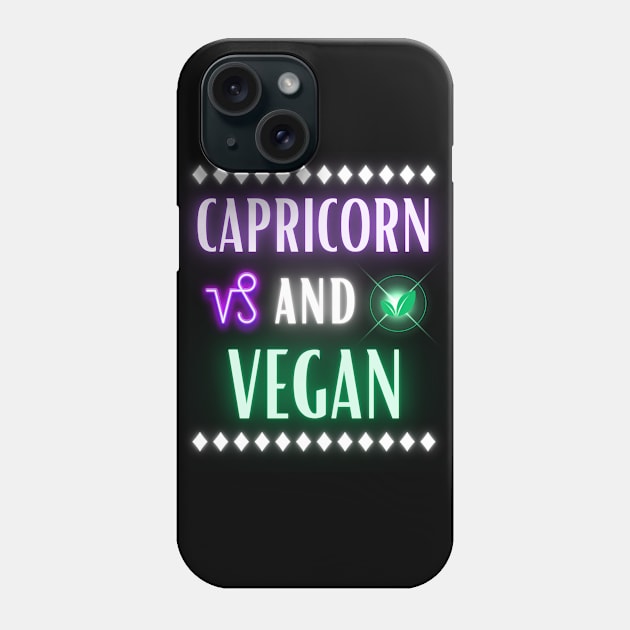 Capricorn and Vegan Retro Style Neon Phone Case by MysticZodiac