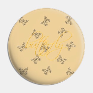 Gold & Cream Butterflies Pattern Pin