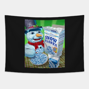 Snowman Eating Snowflakes Tapestry