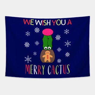 We Wish You A Merry Cactus - Hybrid Cactus In Gingerbread Man Pot Tapestry