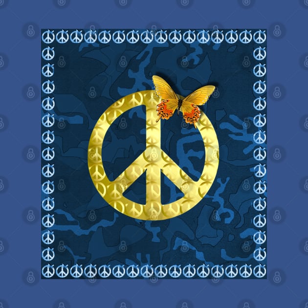 Golden Peace Symbol Butterfly 3D Graphic by PlanetMonkey