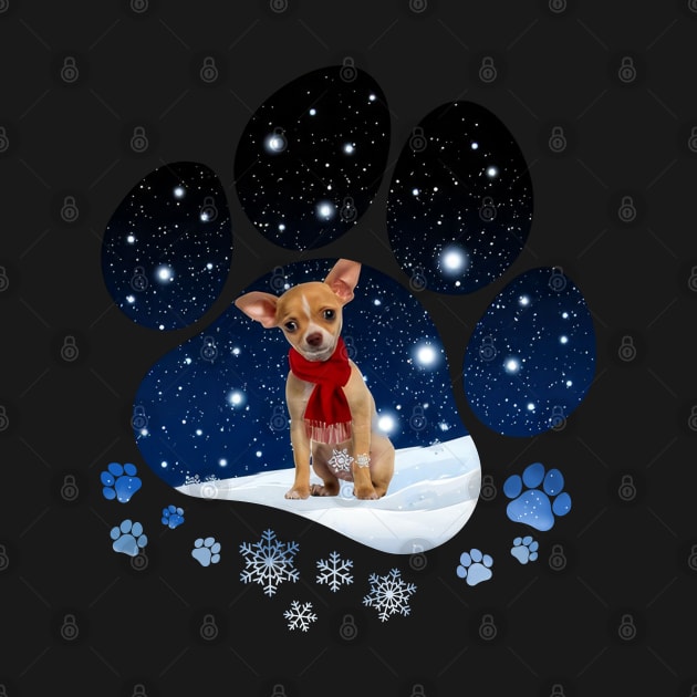 Snow Paw Tan Chihuahua Christmas Winter Holiday by TATTOO project