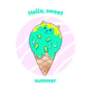 Hello Sweet Summer Cat Ice-cream T-Shirt