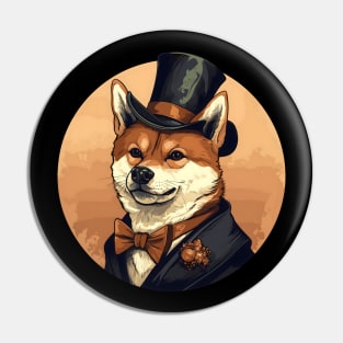 Shiba Inu with Top Hat Pin