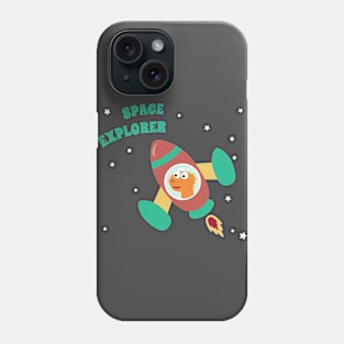 cute dinosaur astronaut play with his rocket. Phone Case