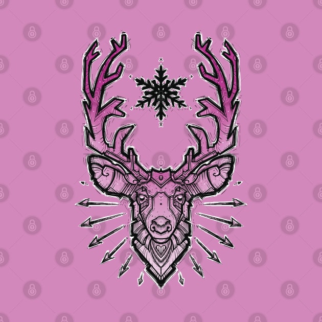 pink deer head by weilertsen