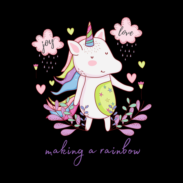 Cute Little Unicorn Making a Rainbow by Vegan Squad