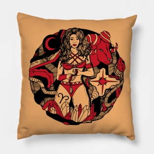 Red and Cream Aries Beauty Pillow