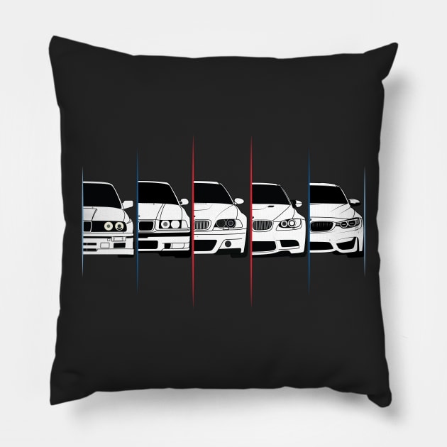 3 Series Generations Pillow by AutomotiveArt