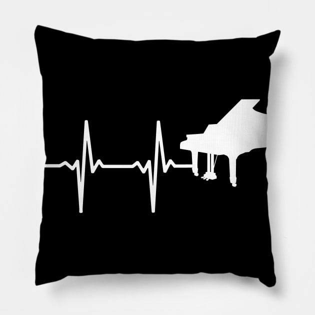 Piano Heartbeat Gift For Pianists Pillow by OceanRadar