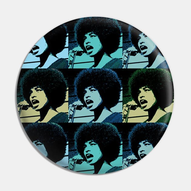 Angela Davis - Superstar in Blues Pin by Tainted