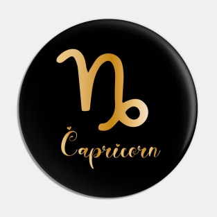 Capricorn Zodiac Sign golden Pin