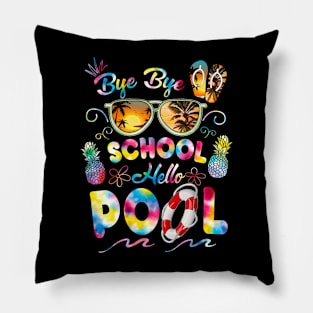 Bye Bye School Hello Pool Summer Vacation Pool School Pillow