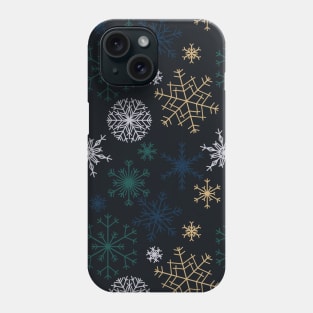 Falling Snowflakes - Art Deco - Minimalist Colorful Holidays Phone Case