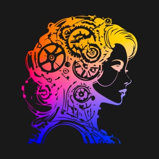 Woman's Face - Colorful Graphic Design T-Shirt