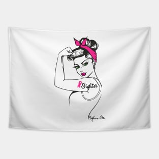Girl Power Fighter Breast Cancer by Anne Cha Tapestry