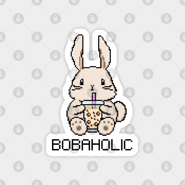 Bobaholic Pixel Bunny Loves Boba Tea! Magnet by SirBobalot