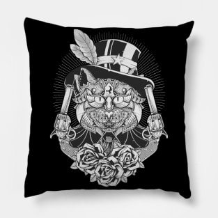 Cat Guns And Roses Pillow