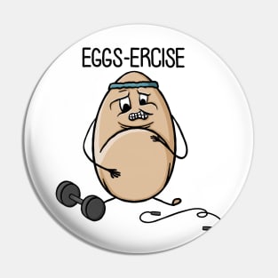 Eggs-ercise Funny Egg Pun, bad jokes cartoon doodle Digital Illustration Pin