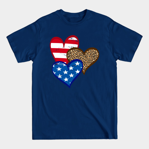 Discover Leopard American Flag Heart 4th of July - 4th Of July - T-Shirt