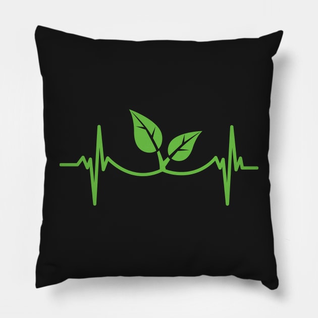 Heartbeat Plant Heartbeat, Pulse Green, Vegan, Frequency Wave Planet Pillow by larfly