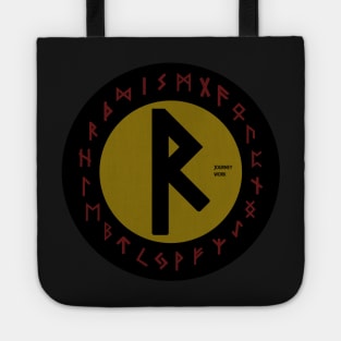 Yellow Raidho Elder Futhark  | Viking Rune Symbol Tote