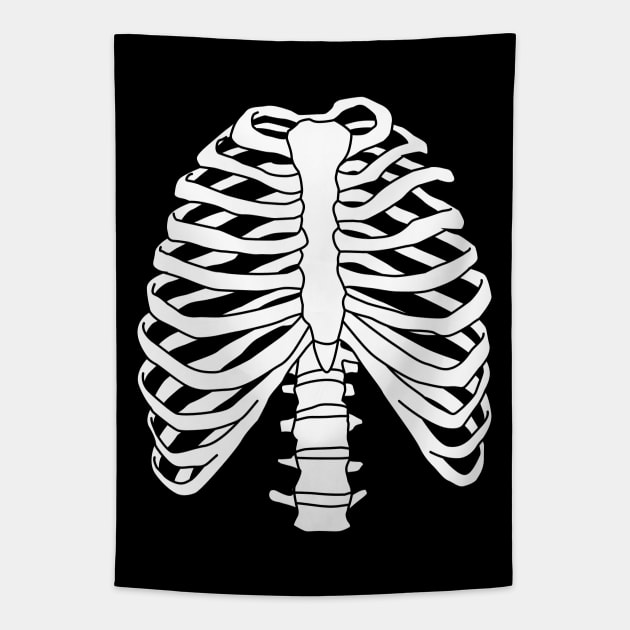 Skeleton Rib Cage Funny Halloween Anatomy Costume Tapestry by teeleoshirts