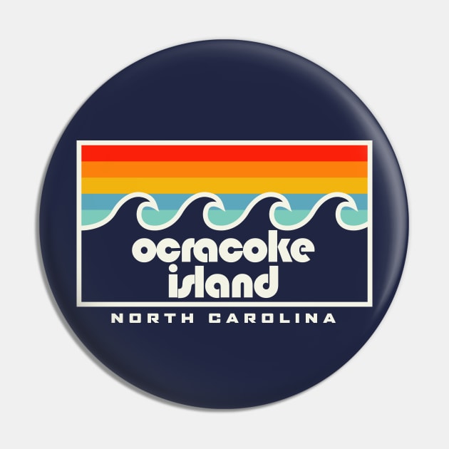 Ocracoke Island North Carolina Retro Vintage Sunset Pin by PodDesignShop
