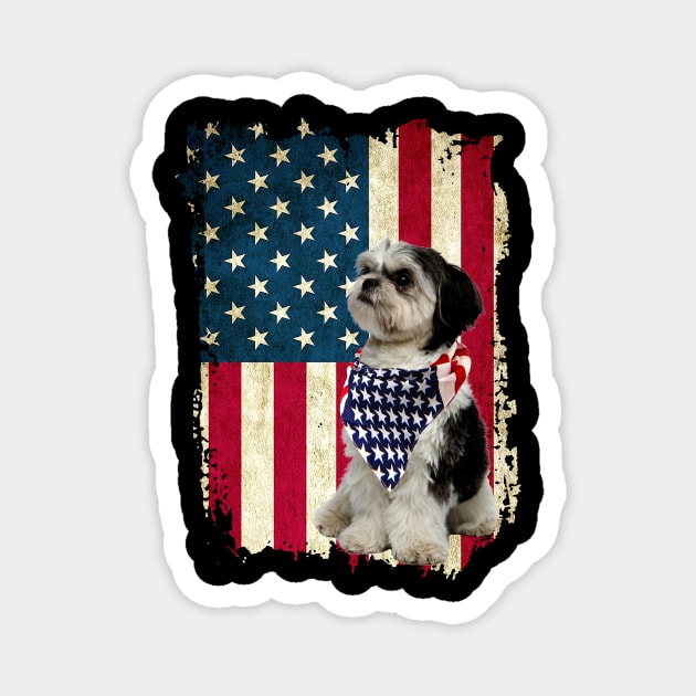 American Shih Tzu Bandana US Flag 4th Of July Magnet by Simpsonfft