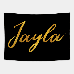 Jayla Name Hand Lettering in Faux Gold Letters Tapestry