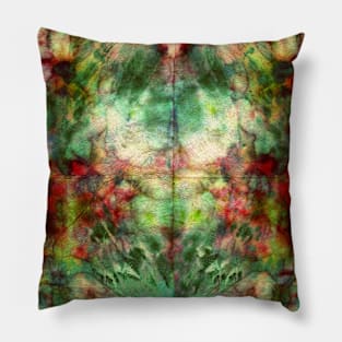 Red Green DyeBlot Pillow