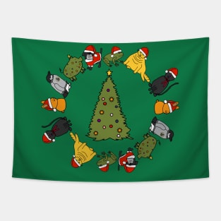 Christmas Holidays Cute Animals Stars Candy Canes Christmas Tree Tapestry