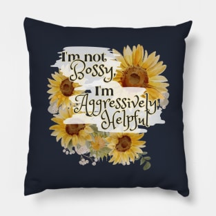 bossy woman gift, watercolor botanical,  sunflower floral flowers Pillow