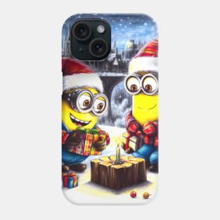 Merry Minions: Festive Christmas Art Prints Featuring Whimsical Minion Designs for a Joyful Holiday Celebration! Phone Case