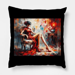 Woman in Red Pillow