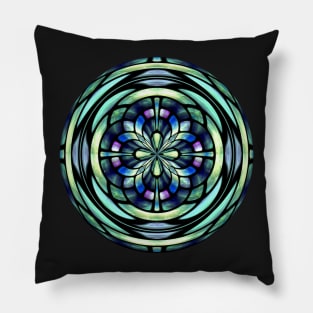 Green Blue and Purple Simulated Stained Glass Pillow