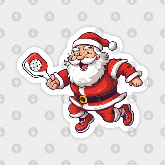 Smilling Santa playing pickleball Magnet by FK-UK