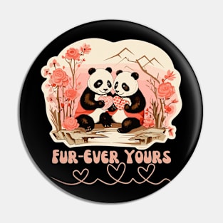 Cute Panda Fur-ever Yours Design Valentine gift Pin