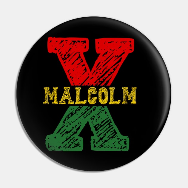 Malcolm X Pin by Buff Geeks Art