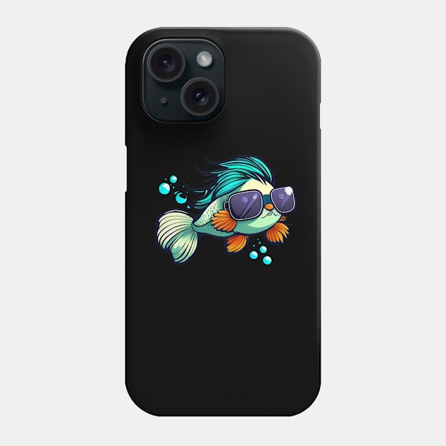 COOL BETTA FISH WITH SUNGLASSES Phone Case by aiartify