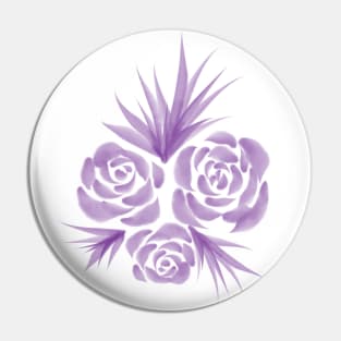 Purple watercolor roses with leaves Pin