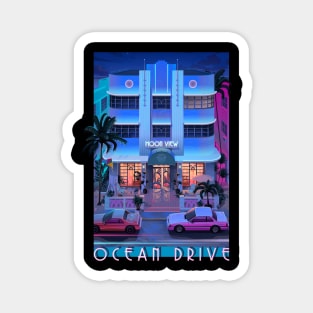 Ocean Drive Night Magnet