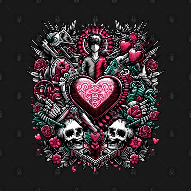 Gothic Romance: A Heart of Skulls and Roses by FreshIdea8