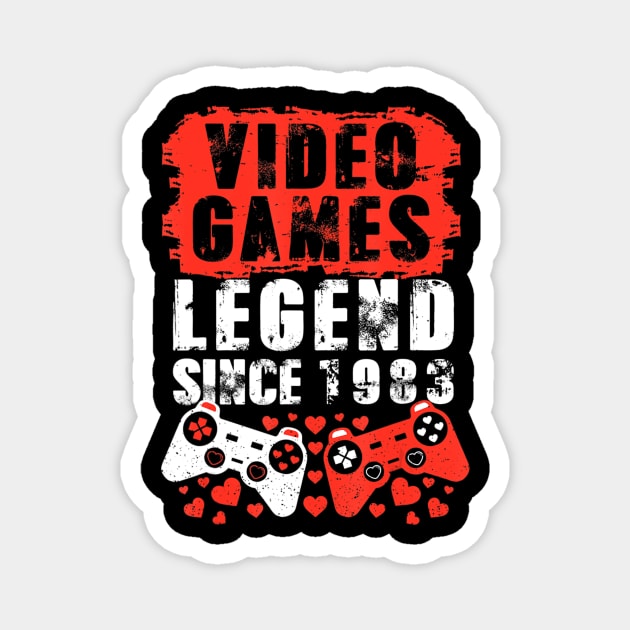 Gaming 1983 Birthday Video Games Birthday Gamer Magnet by Zak N mccarville