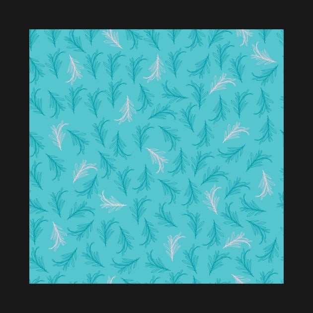 Savory leaves - Teal and turquoise pattern by IngaDesign