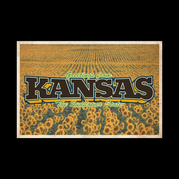 Greetings from Kansas - Vintage Travel Postcard Design by fromthereco