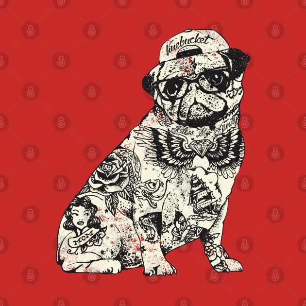 pug tattoo by huebucket