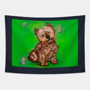 Dog Dog, shnauzer, miniature schnauzer Puppy Dog and squirrels, puppy love Tapestry