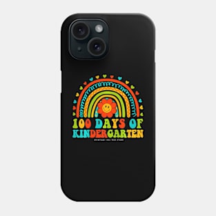 Groovy 100 Days Of Kindergarten Teachers Kids Rainbow Phone Case